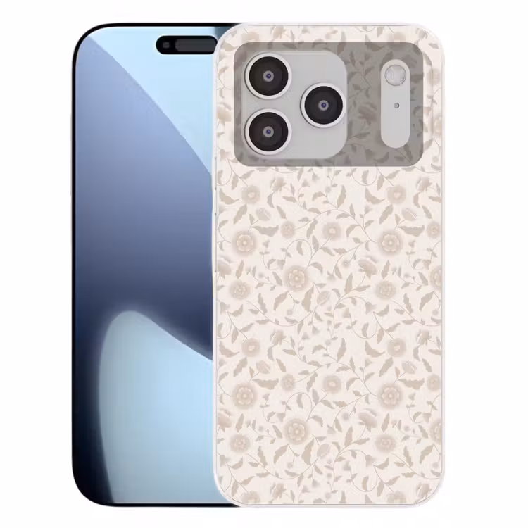 Sierlijk - Bloemen - Beige Telefoonhoesje iPhone 17 Pro klein 878 -3d