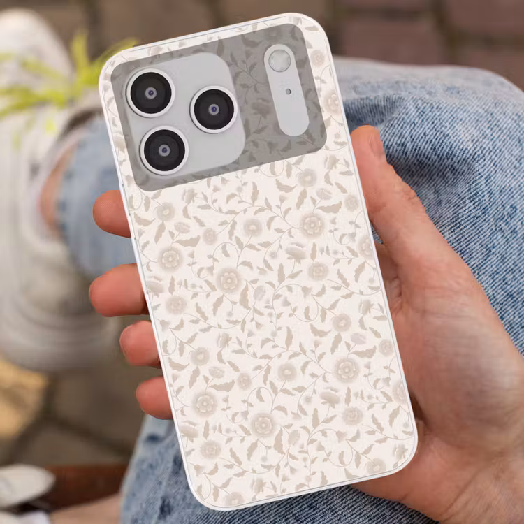 Sierlijk - Bloemen - Beige Telefoonhoesje iPhone 17 Pro klein 878 -sfeer2