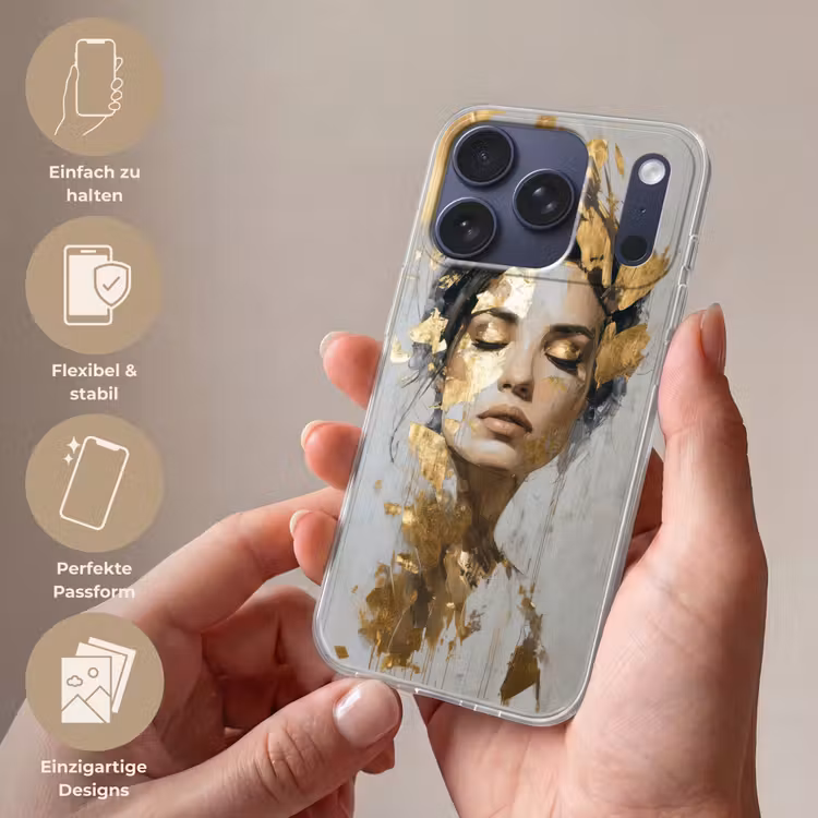 Sierlijk - Vrouw - Goud - Ogen Telefoonhoesje iPhone 17 Pro klein -sfeer3_DE