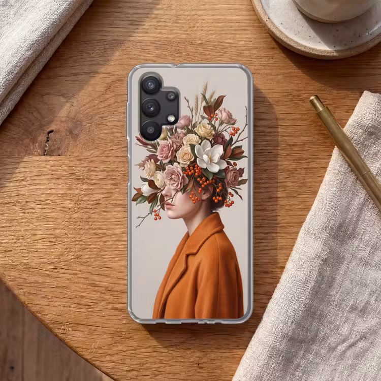 Gezicht - Boeket - Kleurrijk Telefoonhoesje Samsung Galaxy A32 5G klein -sfeer1