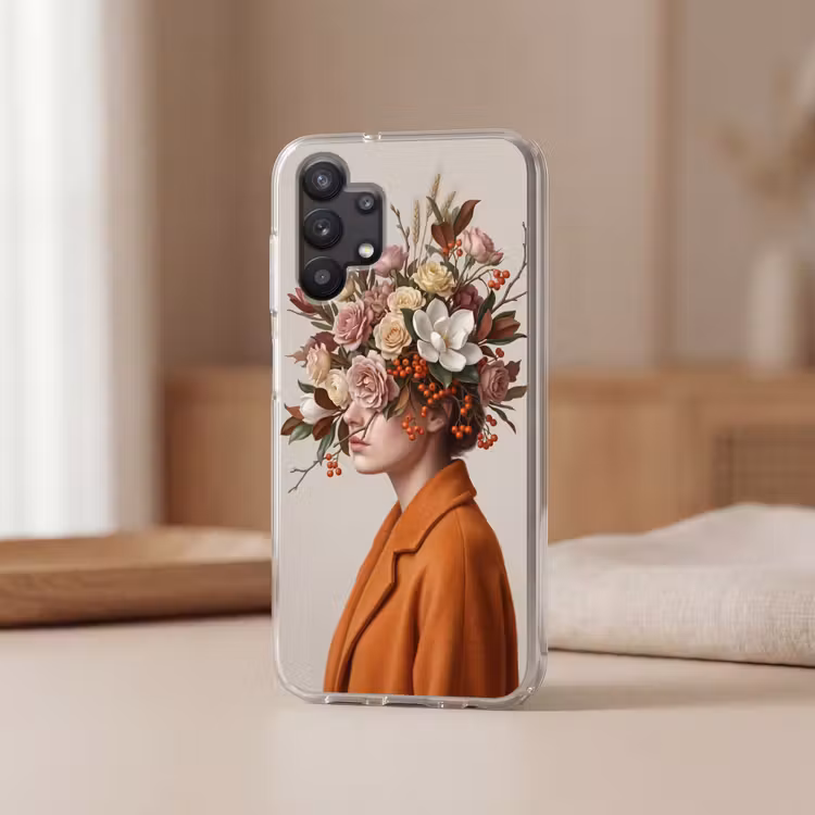 Gezicht - Boeket - Kleurrijk Telefoonhoesje Samsung Galaxy A32 5G klein -sfeer2