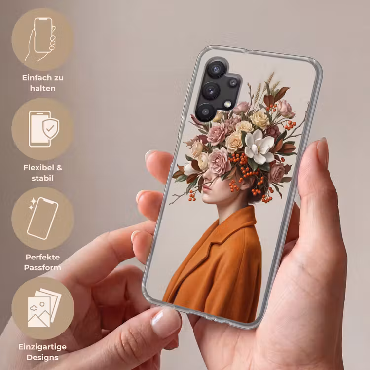 Gezicht - Boeket - Kleurrijk Telefoonhoesje Samsung Galaxy A32 5G klein -sfeer3_DE