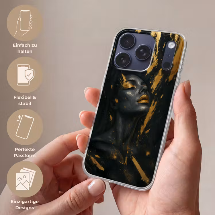 Gezicht - Vrouw - Verfspatten - Abstract Telefoonhoesje iPhone 17 Pro klein -sfeer3_DE