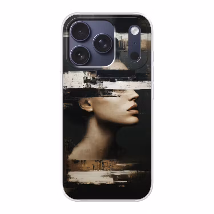 Gezicht - Vrouw - Zwart - Abstract Telefoonhoesje iPhone 17 Pro klein -3d