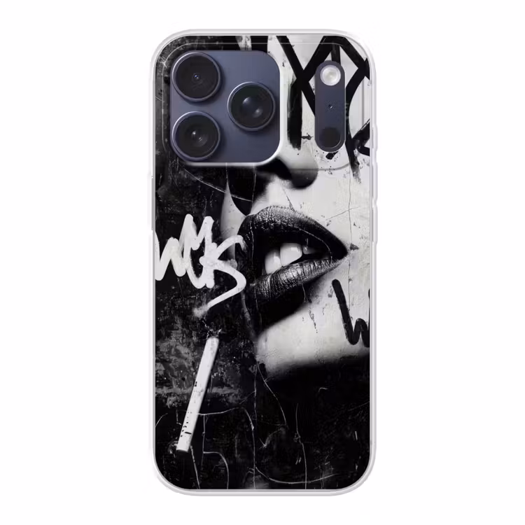 Gezicht - Mond - Graffiti - Zwart Telefoonhoesje iPhone 17 Pro klein -3d