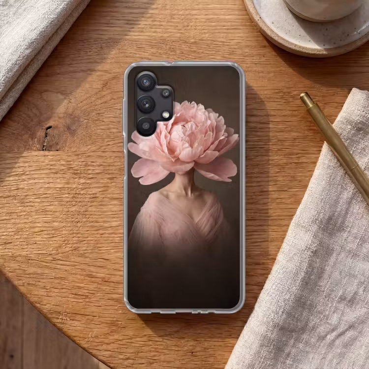 Gezicht - Roos - Roze Telefoonhoesje Samsung Galaxy A32 5G klein -sfeer1