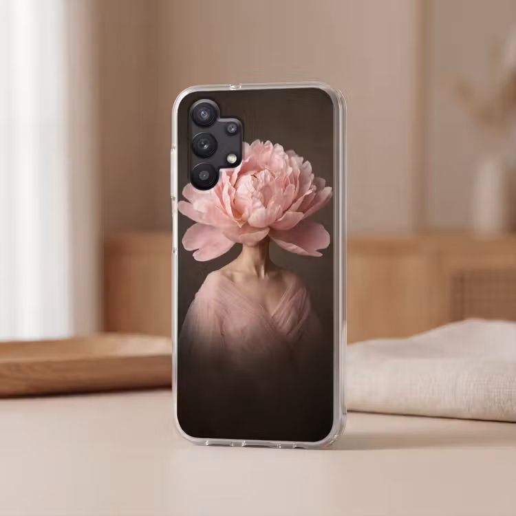 Gezicht - Roos - Roze Telefoonhoesje Samsung Galaxy A32 5G klein -sfeer2