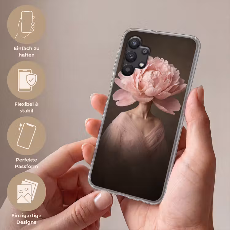 Gezicht - Roos - Roze Telefoonhoesje Samsung Galaxy A32 5G klein -sfeer3_DE