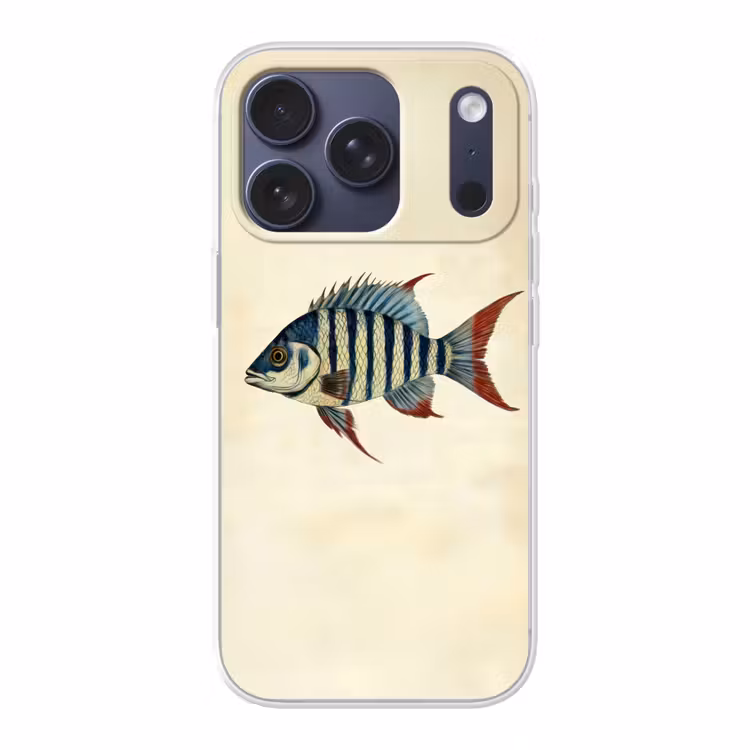 Gestreept - Donkerblauw - Rugvin - Vis Telefoonhoesje iPhone 17 Pro klein -3d