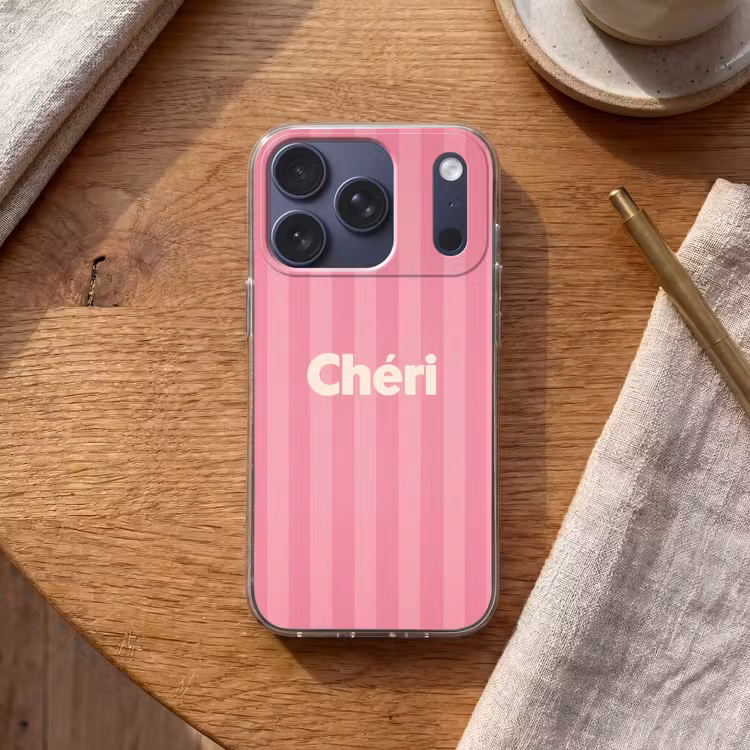 Gestreept - Roze - Chéri Telefoonhoesje iPhone 17 Pro klein -sfeer1