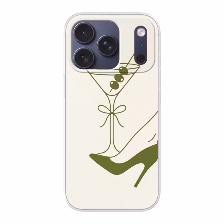 Drank - Martini - Hoge hak - Mode - Groen Telefoonhoesje iPhone 17 Pro klein -3d
