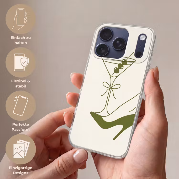 Drank - Martini - Hoge hak - Mode - Groen Telefoonhoesje iPhone 17 Pro klein -sfeer3_DE