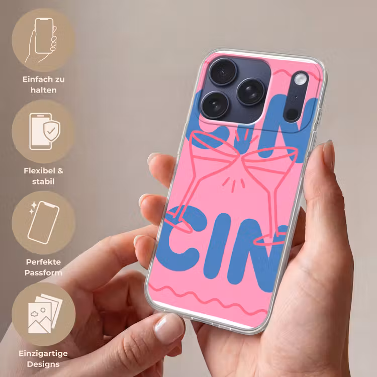Drank - Glazen - Proost - Modern - Roze Telefoonhoesje iPhone 17 Pro klein -sfeer3_DE