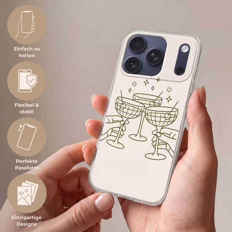 Drankjes - Feest - Proosten - Minimalistisch - Groen Telefoonhoesje iPhone 17 Pro klein -sfeer3_DE