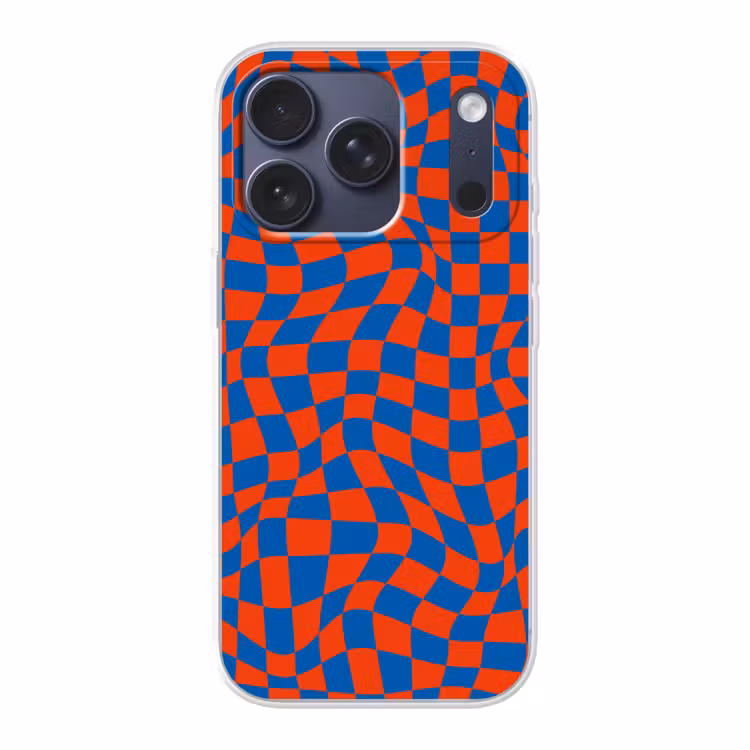 Golvende vakjes - Blauw - Rood - Abstract Telefoonhoesje iPhone 17 Pro klein -3d