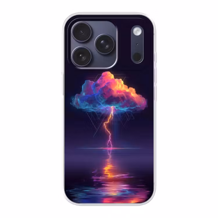 Donderwolk - Bliksemschicht - Licht - Blauw Telefoonhoesje iPhone 17 Pro klein -3d