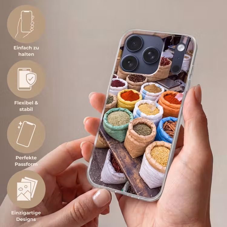 Handyhülle - Gewürze – Beutel – Markt - Kruiden - Zakken - Markt Telefoonhoesje iPhone 17 Pro klein