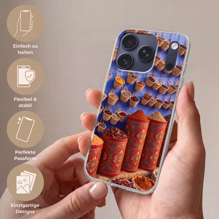 Handyhülle - Gewürze – Körbe – Markt - Kruiden - Manden - Markt Telefoonhoesje iPhone 17 Pro klein