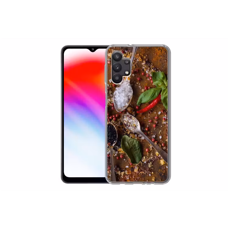 Specerijen - Kruiden - Lepels - Zout - Bruin - Keuken Telefoonhoesje Samsung Galaxy A32 5G klein -dubbelA32_5G