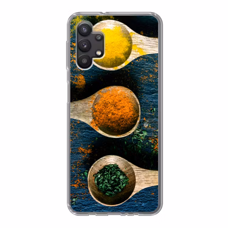 Specerijen - Lepel - Kruiden - Bruin - Geel - Groen Telefoonhoesje Samsung Galaxy A32 5G klein -3d