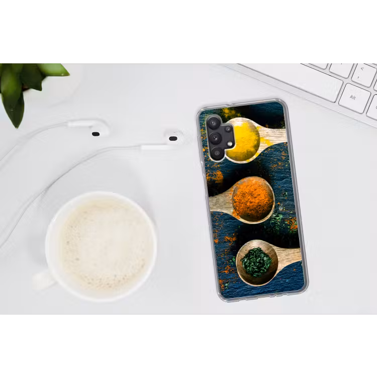 Specerijen - Lepel - Kruiden - Bruin - Geel - Groen Telefoonhoesje Samsung Galaxy A32 5G klein -oordopA32_5G