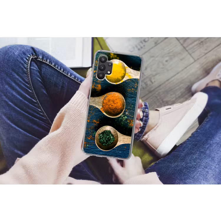 Specerijen - Lepel - Kruiden - Bruin - Geel - Groen Telefoonhoesje Samsung Galaxy A32 5G klein -handA32_5G