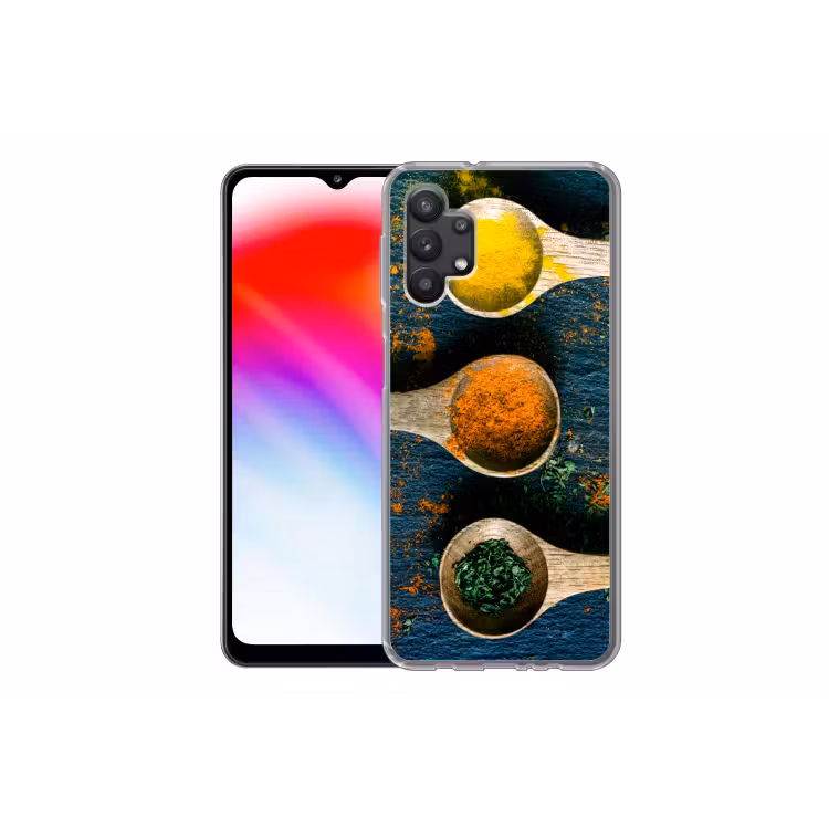 Specerijen - Lepel - Kruiden - Bruin - Geel - Groen Telefoonhoesje Samsung Galaxy A32 5G klein -dubbelA32_5G