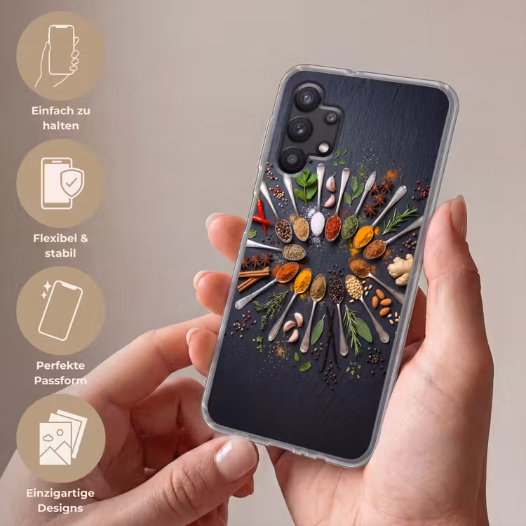 Kruiden - Lepels - Culinair - Kleurrijk - Sfeervol Telefoonhoesje Samsung Galaxy A32 5G klein -sfeer3_DE