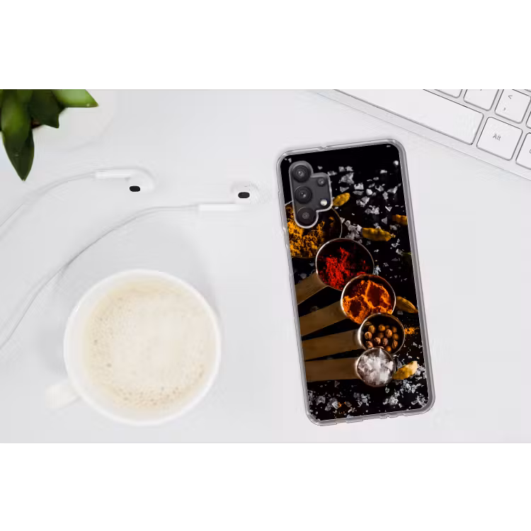 Kruiden - Lepels - Zout - Specerijen - Zwart Telefoonhoesje Samsung Galaxy A32 5G klein -oordopA32_5G
