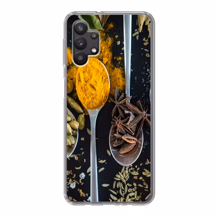 Kruiden - Lepel - Specerijen - Zwart - Keuken Telefoonhoesje Samsung Galaxy A32 5G klein -3d