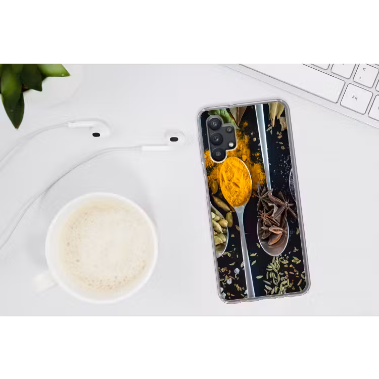 Kruiden - Lepel - Specerijen - Zwart - Keuken Telefoonhoesje Samsung Galaxy A32 5G klein -oordopA32_5G