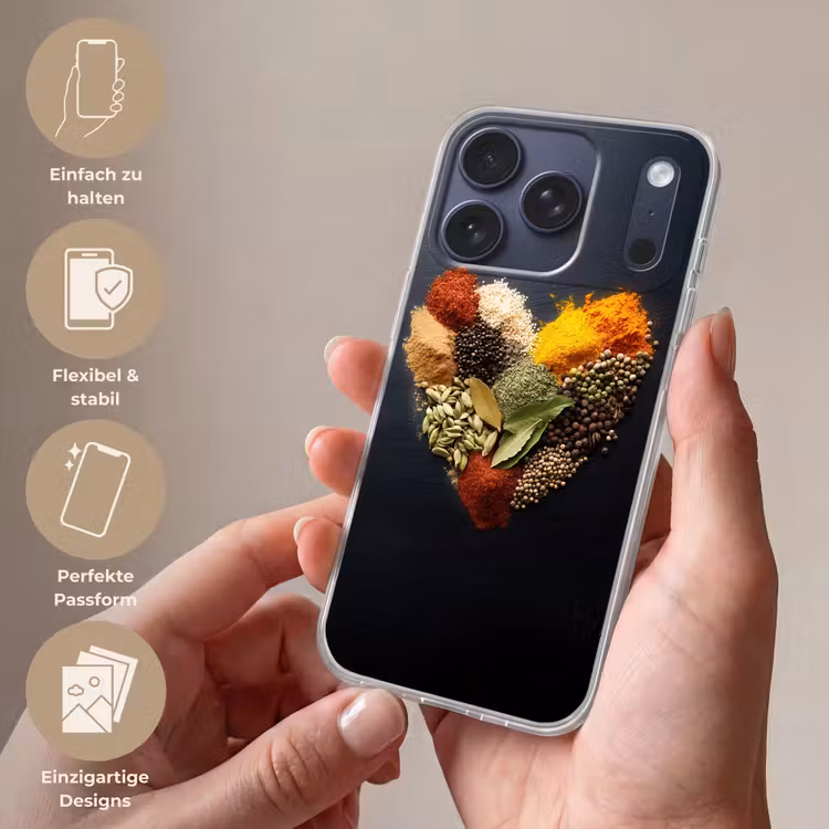 Specerijen - Mix - Hartvorm - Zwart Telefoonhoesje iPhone 17 Pro klein -sfeer3_DE