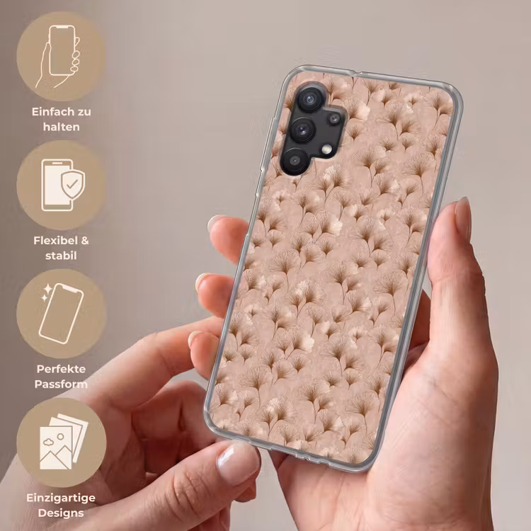 Ginkgo - Patroon - Roze Telefoonhoesje Samsung Galaxy A32 5G klein 346 -sfeer3_DE