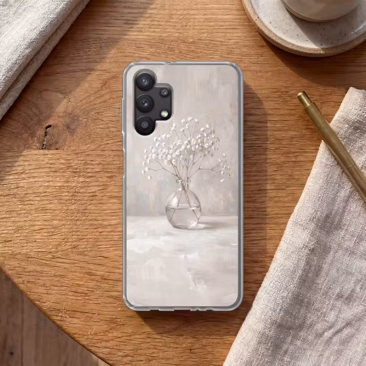 Gipskruid - Vaas - Wit Telefoonhoesje Samsung Galaxy A32 5G klein -sfeer1