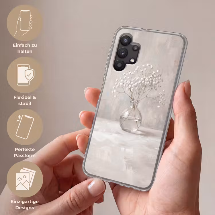 Gipskruid - Vaas - Wit Telefoonhoesje Samsung Galaxy A32 5G klein -sfeer3_DE