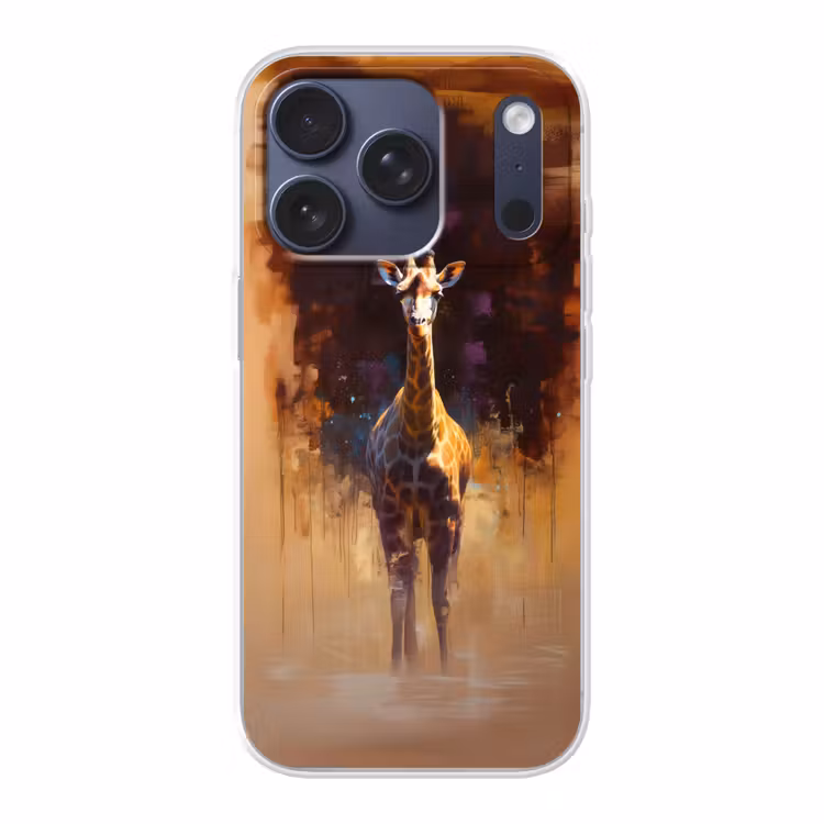 Giraf - Bruin - Abstract - Geschilderd Telefoonhoesje iPhone 17 Pro klein -3d