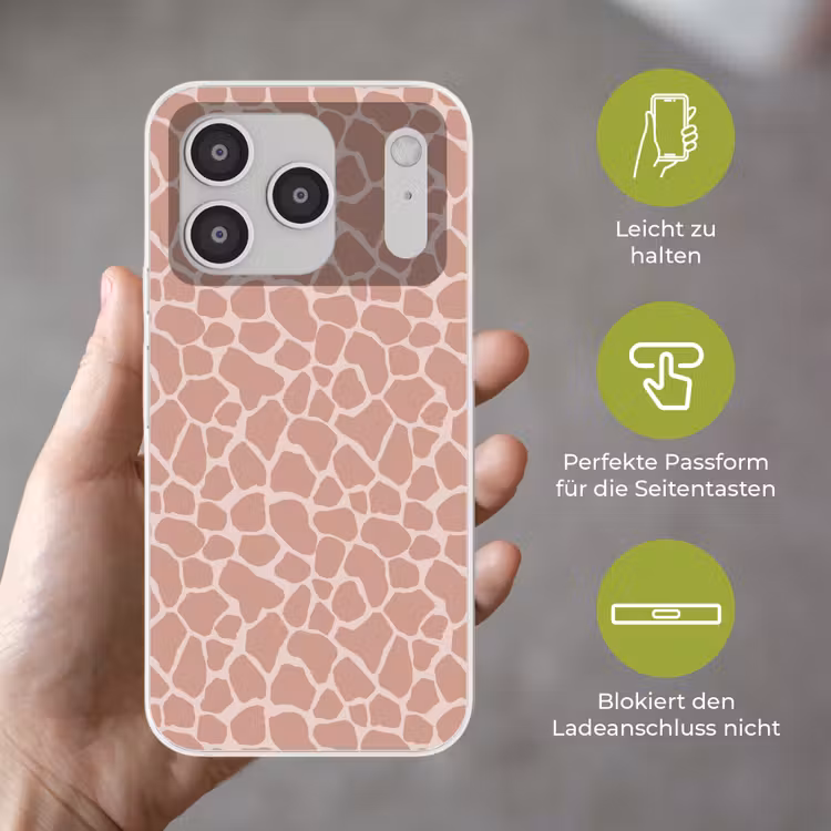Giraffe - Lichtroze - Warm - Roze Telefoonhoesje iPhone 17 Pro klein 878 -sfeer3_DE