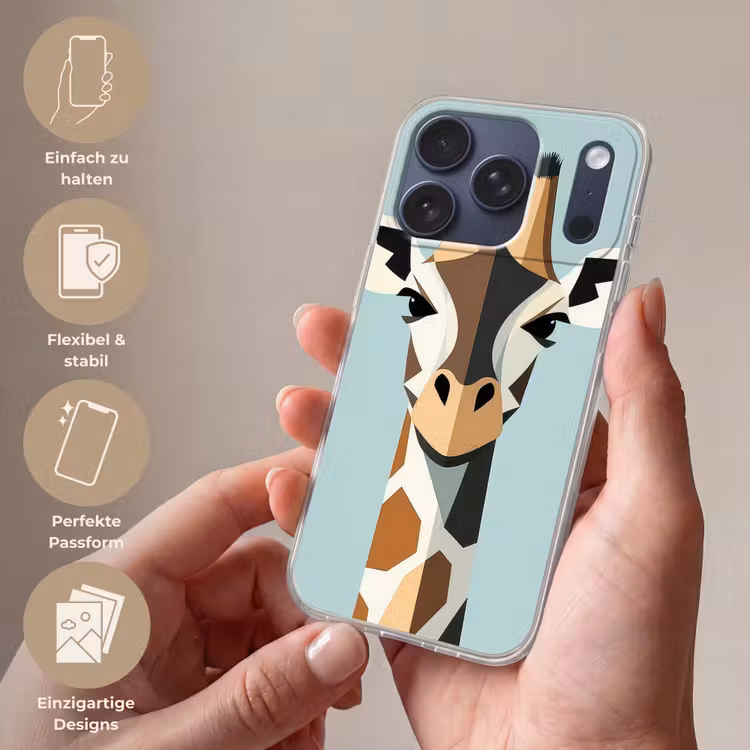 Giraffe - Illustratie - Bruin - Minimalistisch Telefoonhoesje iPhone 17 Pro klein -sfeer3_DE