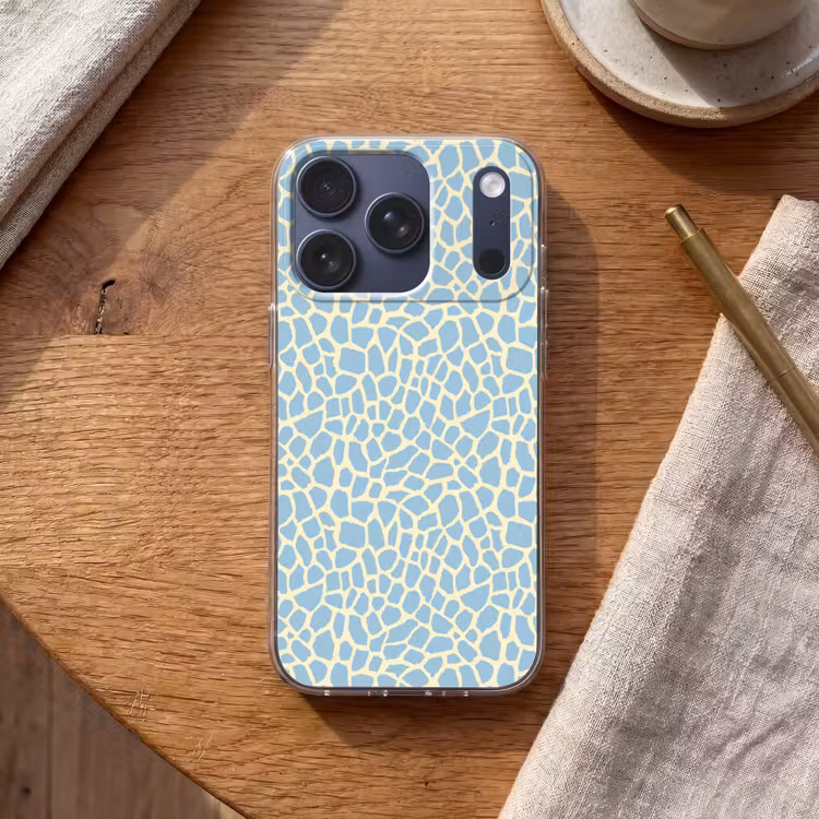 Giraf - Modern - Blauw Telefoonhoesje iPhone 17 Pro klein 878 -sfeer1