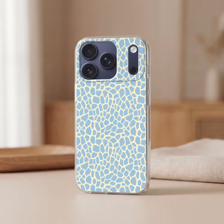 Giraf - Modern - Blauw Telefoonhoesje iPhone 17 Pro klein 878 -sfeer2