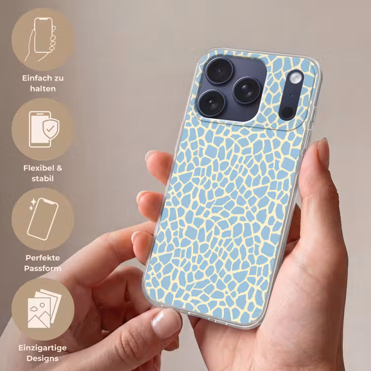 Giraf - Modern - Blauw Telefoonhoesje iPhone 17 Pro klein 878 -sfeer3_DE