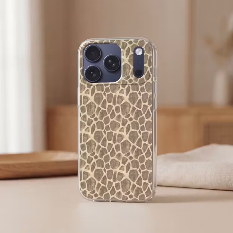 Giraf - Patroon - Beige - Bruin Telefoonhoesje iPhone 17 Pro klein 878 -sfeer2