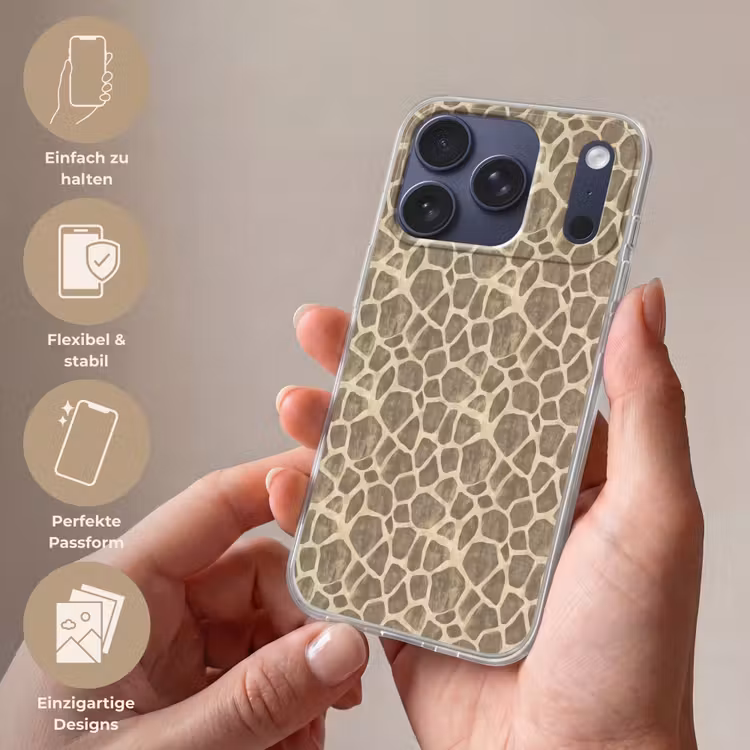 Giraf - Patroon - Beige - Bruin Telefoonhoesje iPhone 17 Pro klein 878 -sfeer3_DE