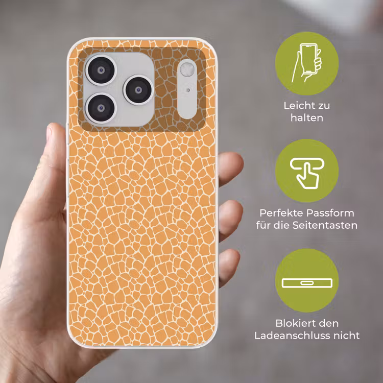 Giraf - Oranje - Patroon Telefoonhoesje iPhone 17 Pro klein 878 -sfeer3_DE