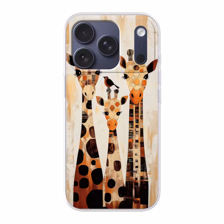 Giraffen - Cartoon - Crème Telefoonhoesje iPhone 17 Pro klein -3d