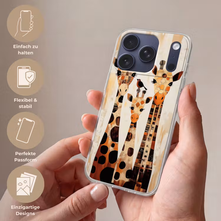 Giraffen - Cartoon - Crème Telefoonhoesje iPhone 17 Pro klein -sfeer3_DE