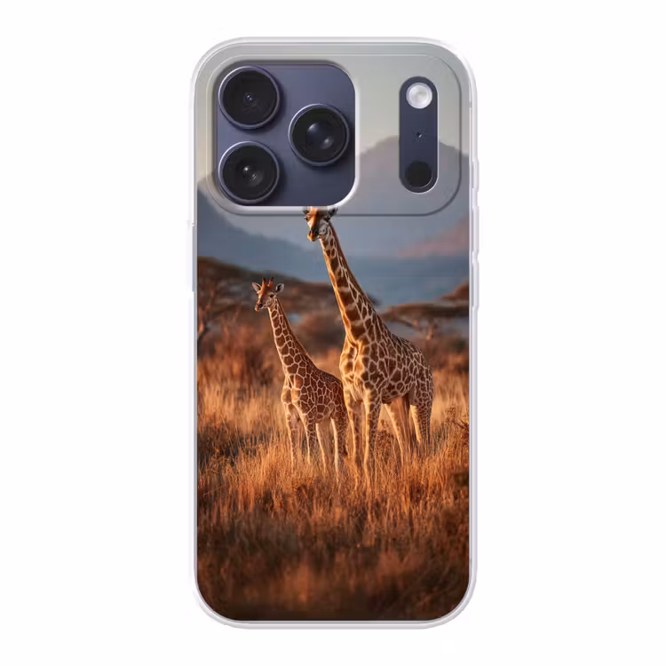 Giraffen - Hoog gras - Acaciabomen Telefoonhoesje iPhone 17 Pro klein -3d
