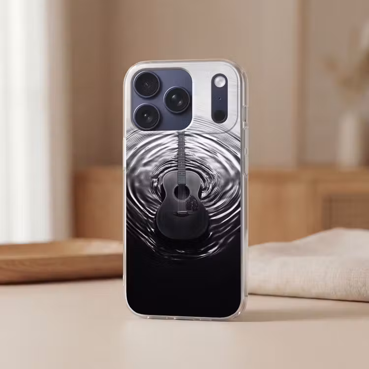 Gitaar - Hout - Water Telefoonhoesje iPhone 17 Pro klein -sfeer2
