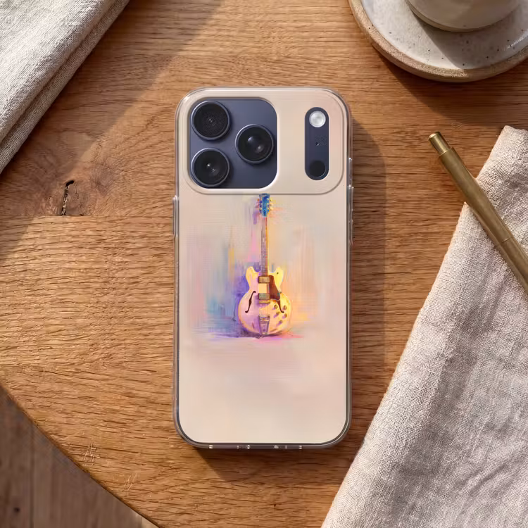 Gitaar - Pastel - Schilderachtig Telefoonhoesje iPhone 17 Pro klein -sfeer1