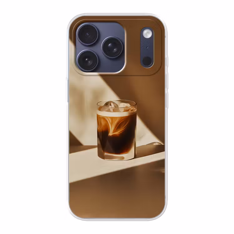 Glas - Ijskoffie - Schaduw - Bruin Telefoonhoesje iPhone 17 Pro klein -3d